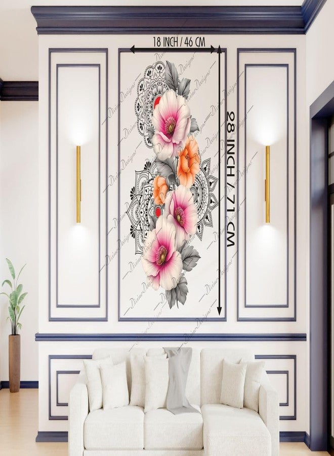 DivineDesigns ملصق فني بتصميم ماندالا جميل وأزهار وردية من تصميم DivineDesigns - Image 3